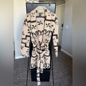 Vintage Ralph Lauren Beige and Brown Patterned Cardigan